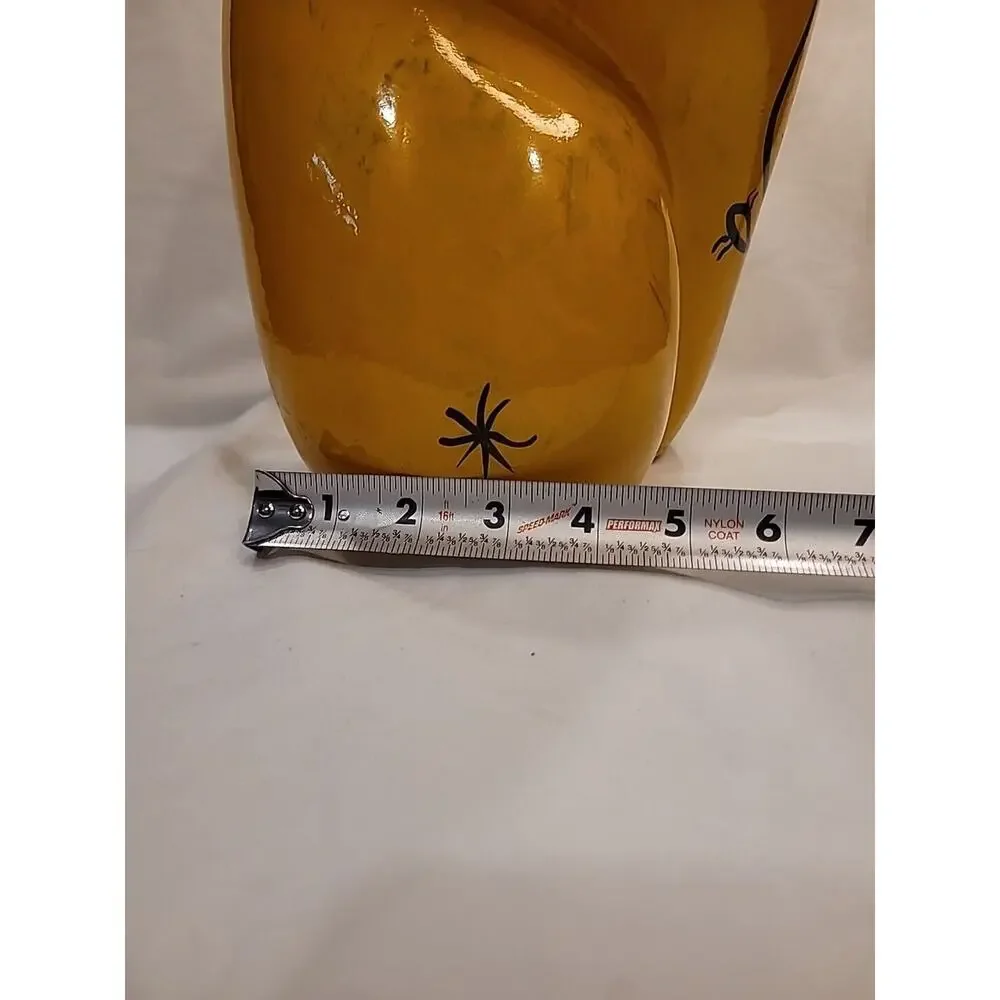 Joan Miro Style Art Deco Vintage Large Hand Painted Abstract Bulbous Glass Vase
